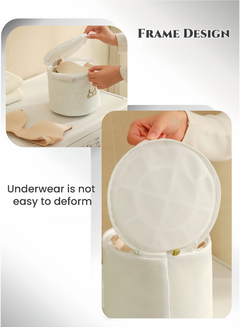 مجموعة حقائب غسيل بسحاب شبكي 6 قطعة، حقائب غسيل، شبكة غسيل مضادة للبكتيريا للملابس الداخلية، حمالة صدر، جوارب، ملابس، جينز، تمنع التلف، تخزين للسفر، 6 مقاسات للعناية بالملابس، بيضاء - Image 5