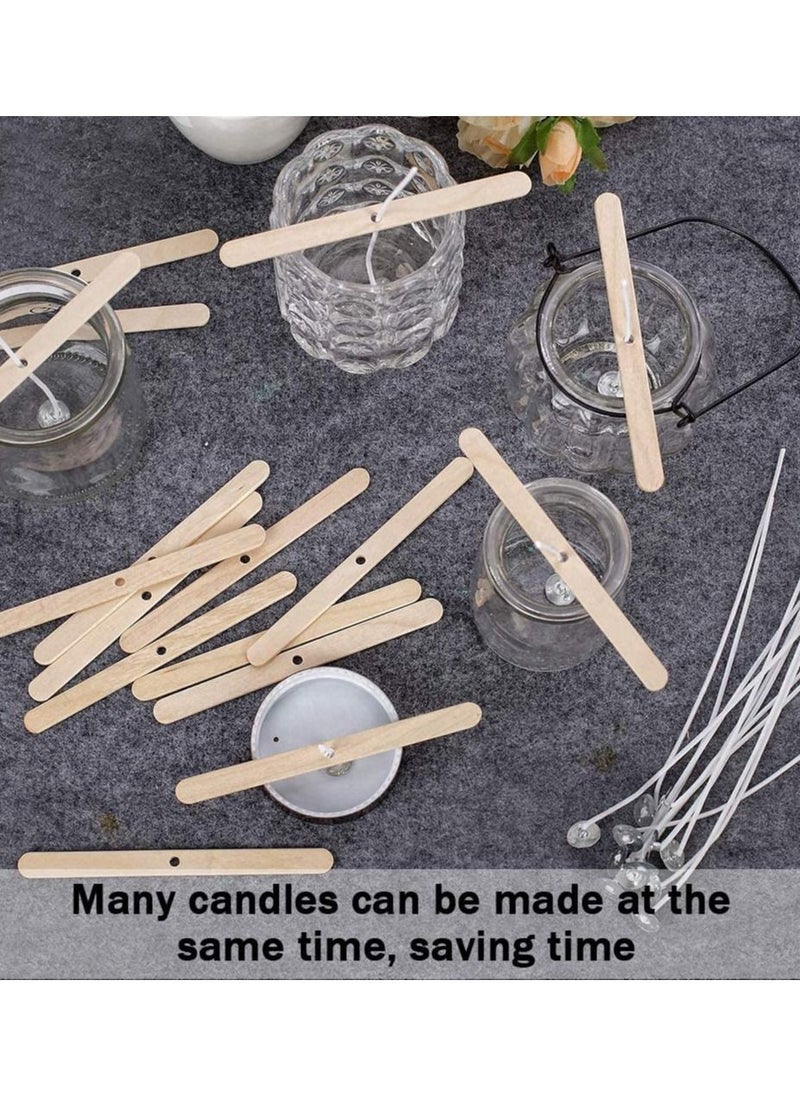 KASTWAVE - 100 Pcs Candle Wick Holders Candle Wicks Centering Device Candle Wick Bars Wick Holders for Candle Making Wick Clips for Candles Candle Centering Tool Wooden - Image 1