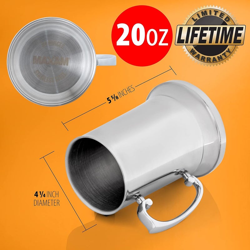 Maxam Stainless Steel Tankard Style Beer Mug, 20 Ounce - Image 2