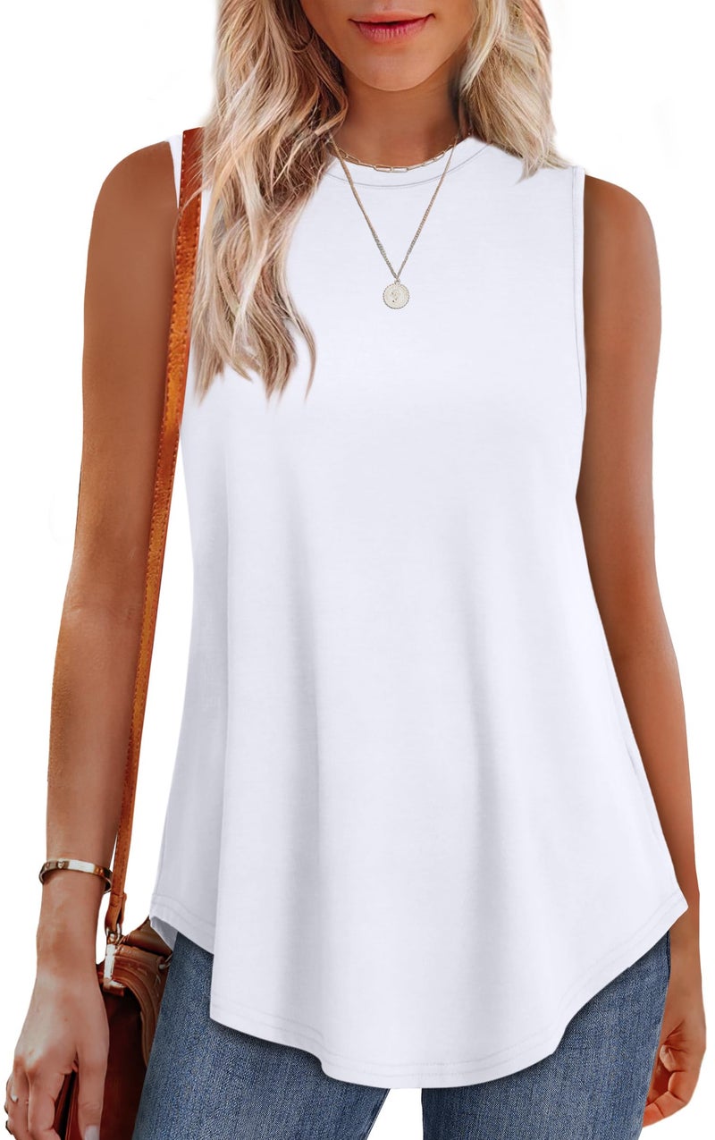 OFEEFAN Womens Tank Tops Loose Fit White Tank Top Woman Dressy Summer Outfits Tunic Tops for Women Loose Fit Dressy Fitness Clothing M - Image 1