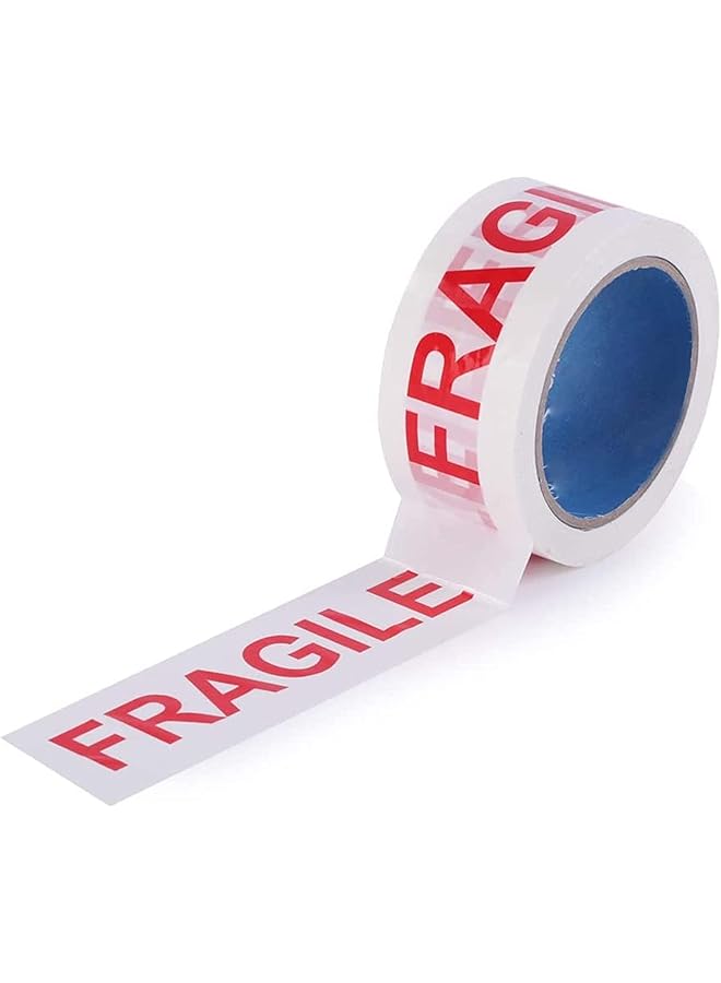 promass Fragile Tape Roll 5 cm Width x 66 meters Length, Strong Adhesive Red Fragile Warning Packing Tape for Shipping and Moving (1 Roll) - Image 1