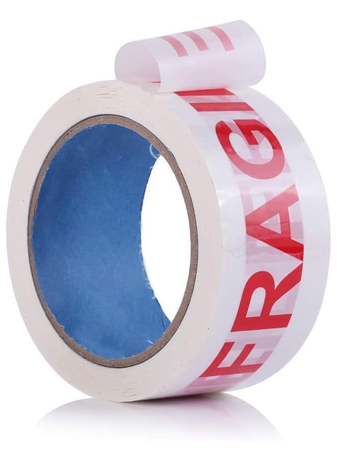 promass Fragile Tape Roll 5 cm Width x 66 meters Length, Strong Adhesive Red Fragile Warning Packing Tape for Shipping and Moving (1 Roll) - Image 2