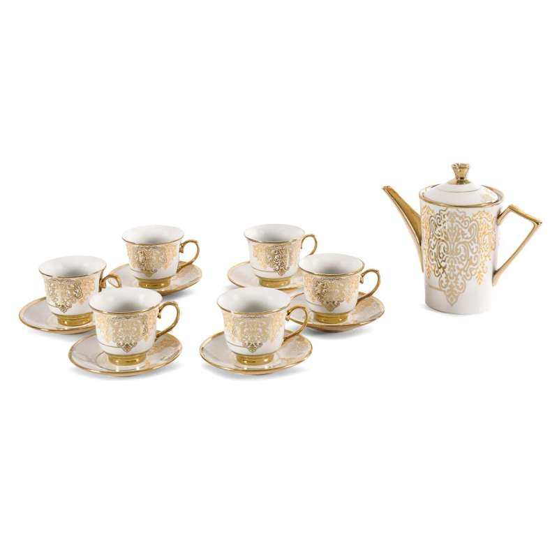 Pan Home طقم شاي ماكينا 13 قطعة - أبيض وذهبي - Image 4