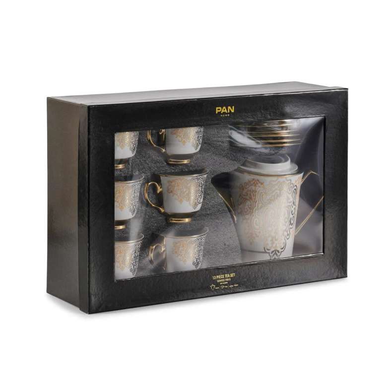Pan Home طقم شاي ماكينا 13 قطعة - أبيض وذهبي - Image 5