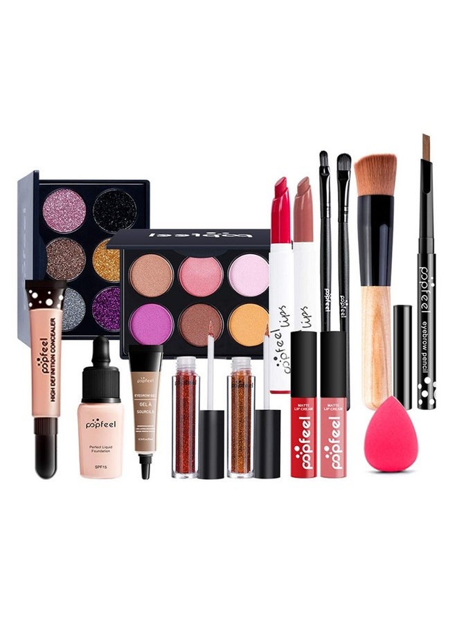 All In One Makeup Set Holiday Gift ; Full Makeup Kit For Women Essential Starter Bundle Include Eyeshadow Palette Lipstick Blush Cream Concealer Face Powder Eyeliner Mascara Lipgloss Brush - pzsku/Z3D3CDE8049F52146D2BFZ/45/_/1694502578/d436184c-78dd-41d1-898d-b79910000d5b