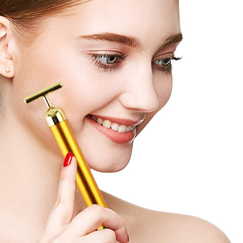 JRT Energy Beauty Bar 24k Golden Pulse Facial Waterproof Structure TShaped Electric Massager Tools for Sensitive SkinFace Pull Tight Firming Lift for ForeheadCheekNeck Clavicle Arm and Leg - Image 1