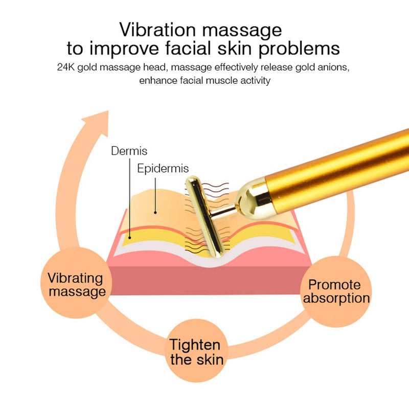 JRT Energy Beauty Bar 24k Golden Pulse Facial Waterproof Structure TShaped Electric Massager Tools for Sensitive SkinFace Pull Tight Firming Lift for ForeheadCheekNeck Clavicle Arm and Leg - Image 5