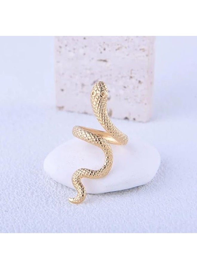 Fayrouz Jewellery A modern snake-design ring made of high-quality stainless steel, adjustable to fit all sizes, combining boldness and elegance in a unique piece, from Turquoise Jewelry. - Image 4