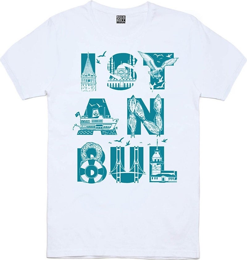 Istanbul Bicycle White, Istanbul Letters Black Men's 2-Piece Eco Pack T-Shirt