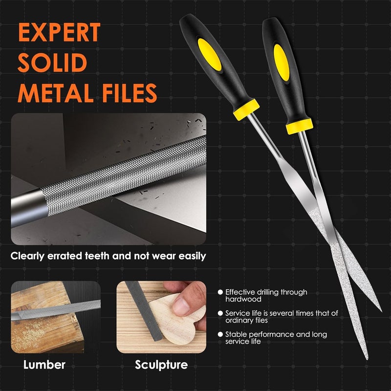 kapoua Small File Set, Needle Diamond File 13PCS, 6pcs Jewlers Files & 6pcs Steel Files Precision Metal Work, Woodworking, Plastic Carving Tool with Steel Brush and Carry Case - Image 3