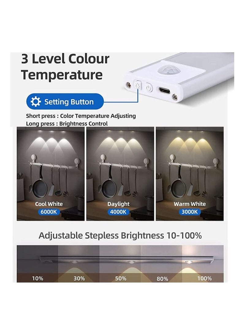 Y&D Under Cabinet Wireless Lights, LED Motion Sensor Light Lndoor,Under Counter Closet Lights with 3 Modes,USB Rechargeable Cat's Eye Hill Corrugated for Wardrobe Kitchen (White)  - Image 4