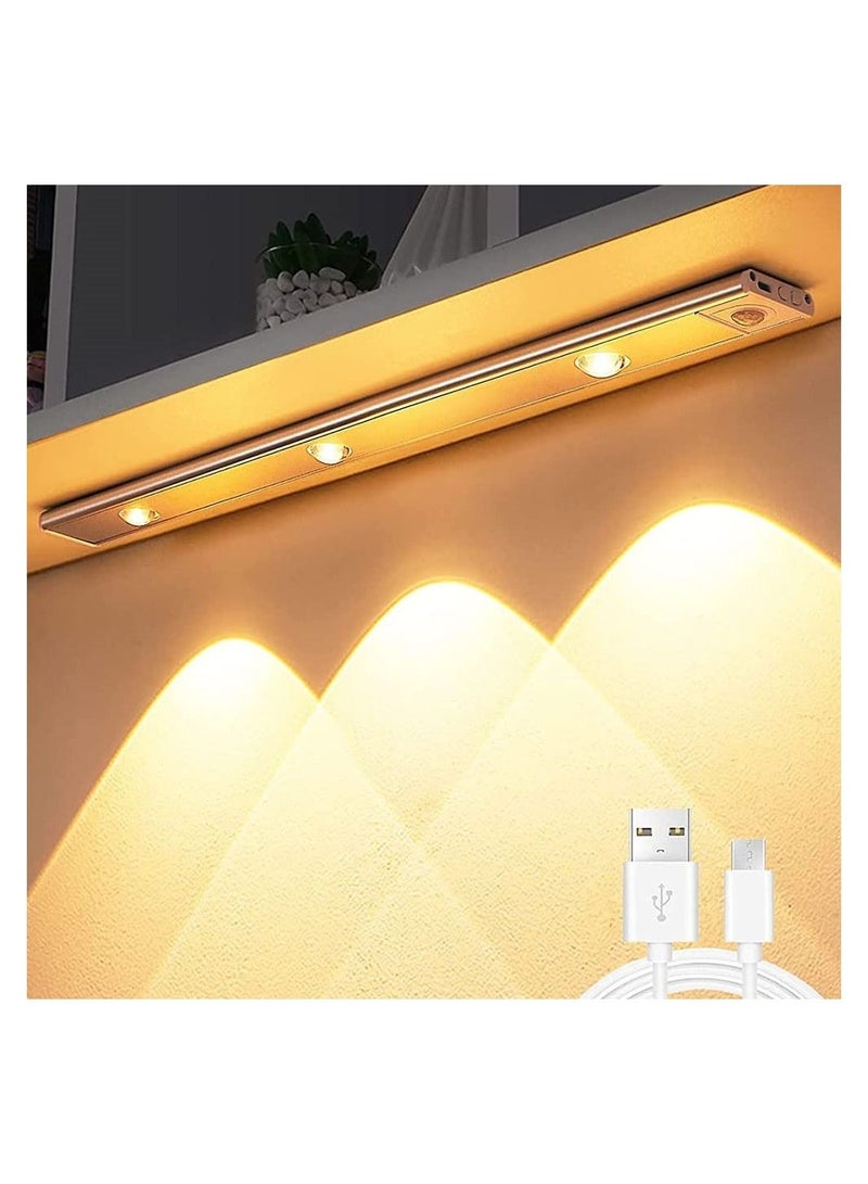 Y&D Under Cabinet Wireless Lights, LED Motion Sensor Light Lndoor,Under Counter Closet Lights with 3 Modes,USB Rechargeable Cat's Eye Hill Corrugated for Wardrobe Kitchen (White)  - Image 1