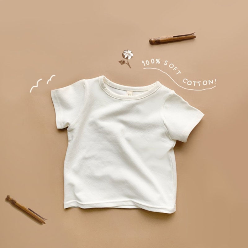2025 Boys Short-Sleeved T-Shirt Korean Style Children'S Wear Baby Girl Solid Color Base Shirt Baby Top Ins Style - Image 5