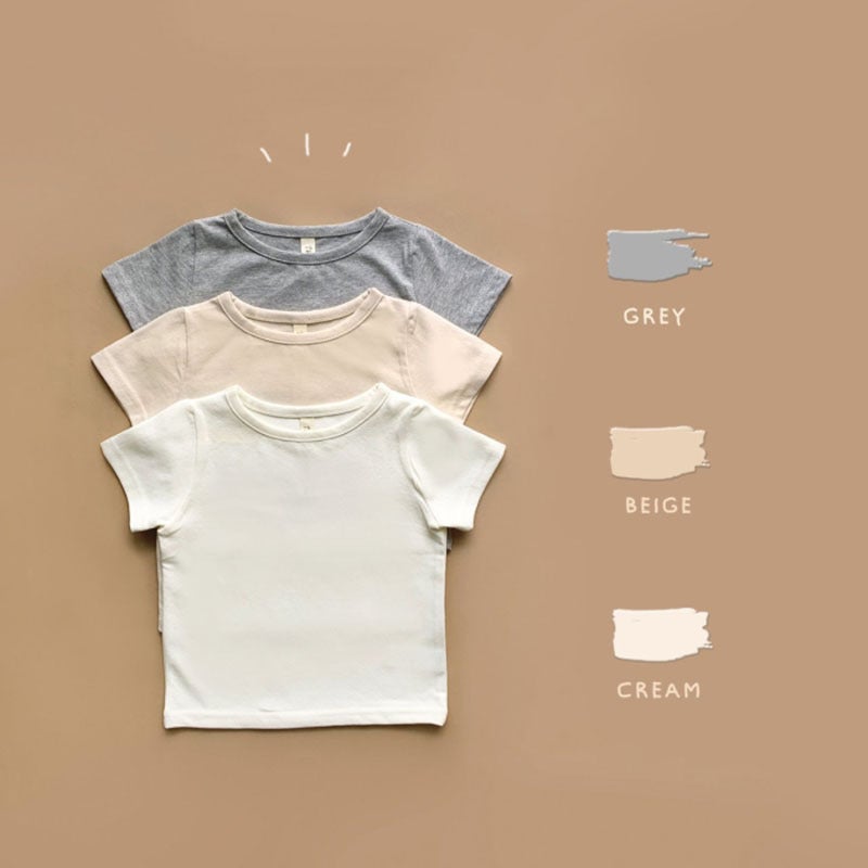 2025 Boys Short-Sleeved T-Shirt Korean Style Children'S Wear Baby Girl Solid Color Base Shirt Baby Top Ins Style - Image 3