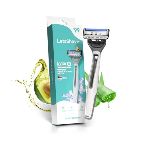 LetsShave Evior 6 Portable Razor for Women,World's First 6 Blade Razor Set, Ultra Sharp Blade with Lubricating Strip, Disposable Razor for Women - Image 1