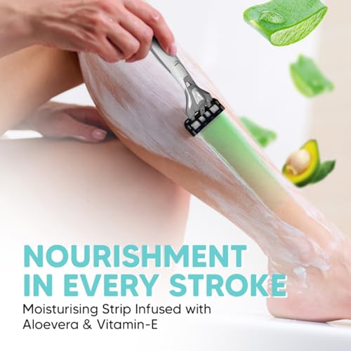 LetsShave Evior 6 Portable Razor for Women,World's First 6 Blade Razor Set, Ultra Sharp Blade with Lubricating Strip, Disposable Razor for Women - Image 3