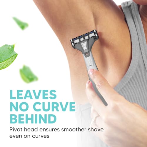 LetsShave Evior 6 Portable Razor for Women,World's First 6 Blade Razor Set, Ultra Sharp Blade with Lubricating Strip, Disposable Razor for Women - Image 4