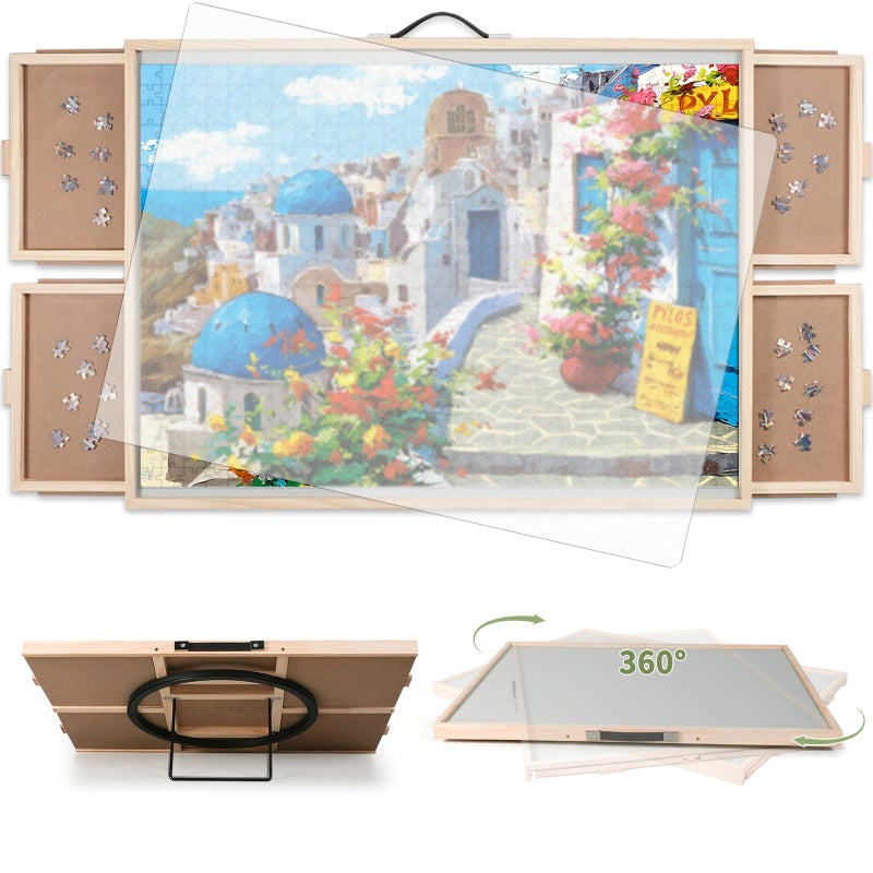 BuilderButler 1500 Pieces 2in1 Tilting Rotating Puzzle Board Portable Puzzle Table with 4 Drawers Cover3425 x 252 for 1500 Pieces - Image 2
