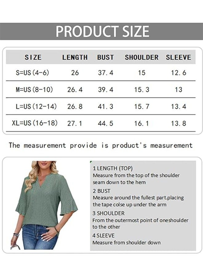 Sthxyfaith Women's Summer Elegant T-shirt V-neck Ruffle Short Sleeve Top Casual Solid Color Chiffon Cool Shirt for Daily Wear - Image 5