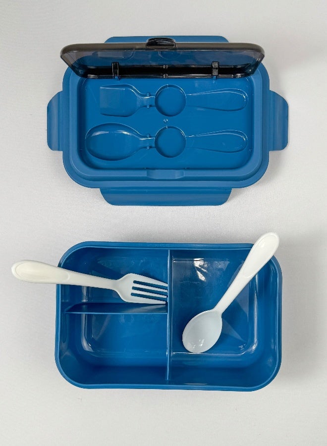 توشيونيكس صندوق غداء سعة 1.2 لتر - صندوق وجبات بينتو بثلاثة أقسام، وملعقة وشوكة، وفتحة تخزين أدوات مائدة مدمجة في الغطاء - آمن للاستخدام في الفريزر وغسالة الأطباق والميكروويف، مانع للتسرب ومحكم الإغلاق مع ثلاثة أقسام، خالٍ من مادة BPA، خفيف الوزن، وعاء طعام متين للبالغين والأطفال - للمنزل والمكتب والمدرسة وحضانة الأطفال والسفر - 19×12×5 سم - Image 4