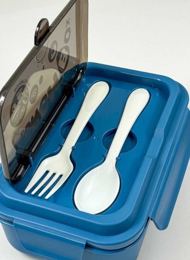 توشيونيكس صندوق غداء سعة 1.2 لتر - صندوق وجبات بينتو بثلاثة أقسام، وملعقة وشوكة، وفتحة تخزين أدوات مائدة مدمجة في الغطاء - آمن للاستخدام في الفريزر وغسالة الأطباق والميكروويف، مانع للتسرب ومحكم الإغلاق مع ثلاثة أقسام، خالٍ من مادة BPA، خفيف الوزن، وعاء طعام متين للبالغين والأطفال - للمنزل والمكتب والمدرسة وحضانة الأطفال والسفر - 19×12×5 سم - Image 3