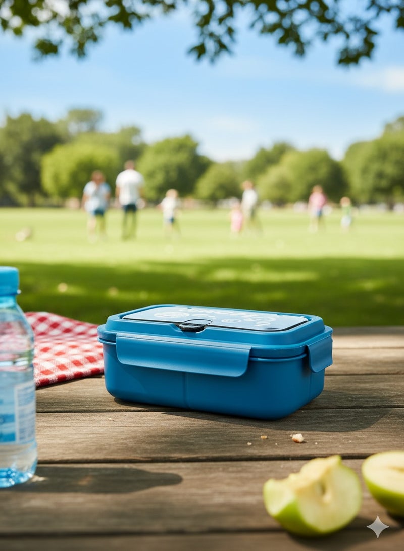 توشيونيكس صندوق غداء سعة 1.2 لتر - صندوق وجبات بينتو بثلاثة أقسام، وملعقة وشوكة، وفتحة تخزين أدوات مائدة مدمجة في الغطاء - آمن للاستخدام في الفريزر وغسالة الأطباق والميكروويف، مانع للتسرب ومحكم الإغلاق مع ثلاثة أقسام، خالٍ من مادة BPA، خفيف الوزن، وعاء طعام متين للبالغين والأطفال - للمنزل والمكتب والمدرسة وحضانة الأطفال والسفر - 19×12×5 سم - Image 1