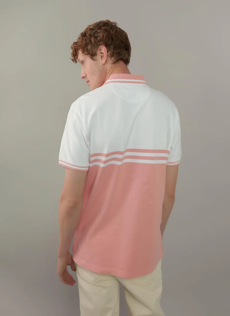 امريكان ايجل Striped Logo Polo Shirt
