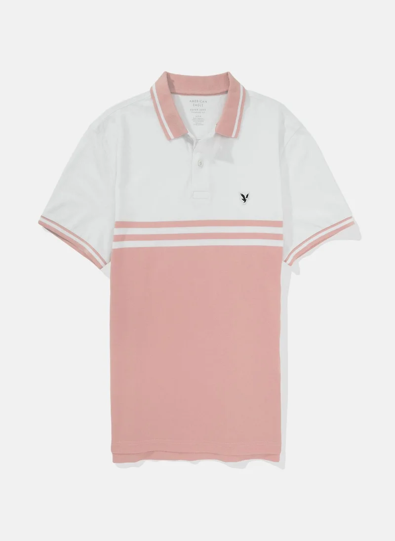 امريكان ايجل Striped Logo Polo Shirt