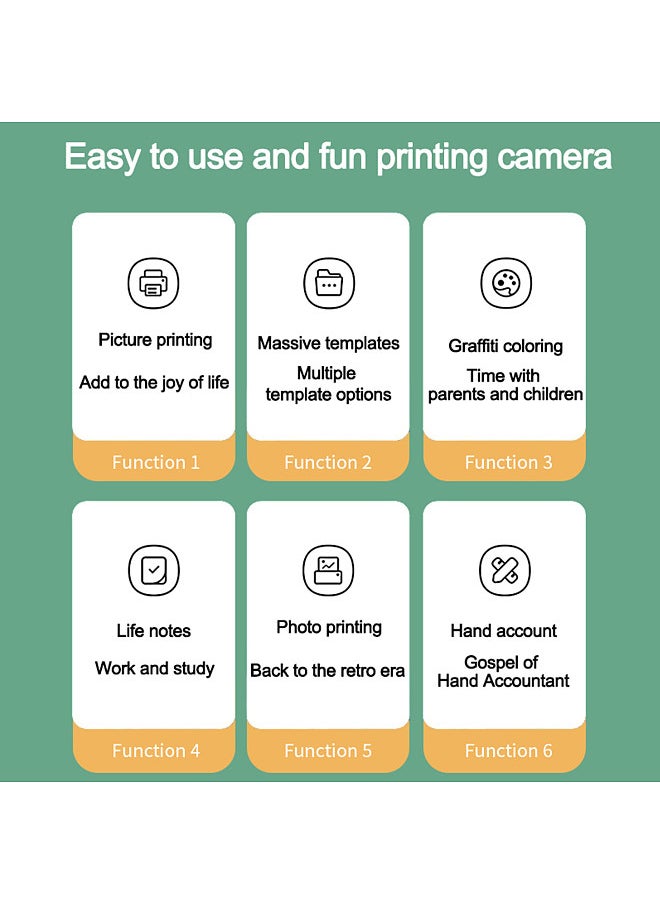 Mini Pocket Printer Camera Instant Print Portable Thermal Printing Machine Wireless BT Connection for Picture Label DIY Handcraft List Meno Notes Journal Receipt Paper Sticker Study Work Office