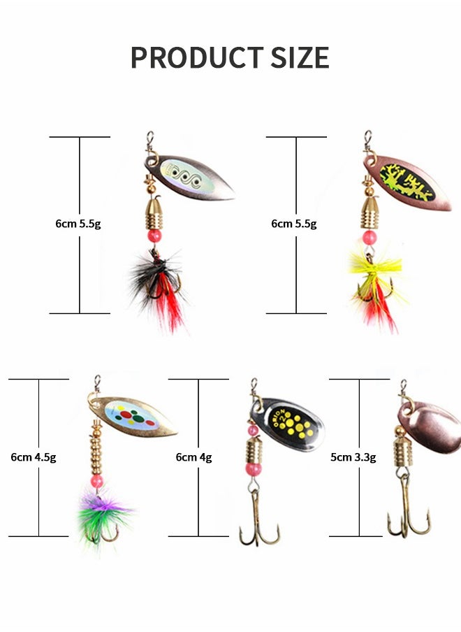 GROIC 10 Pack Spinnerbait, Bass Trout Salmon Hard Metal Spinner Bait Kit, Spinner Tail Faux Hard Bait with Storage Box, Fishing Fake Bait Set  - Image 3