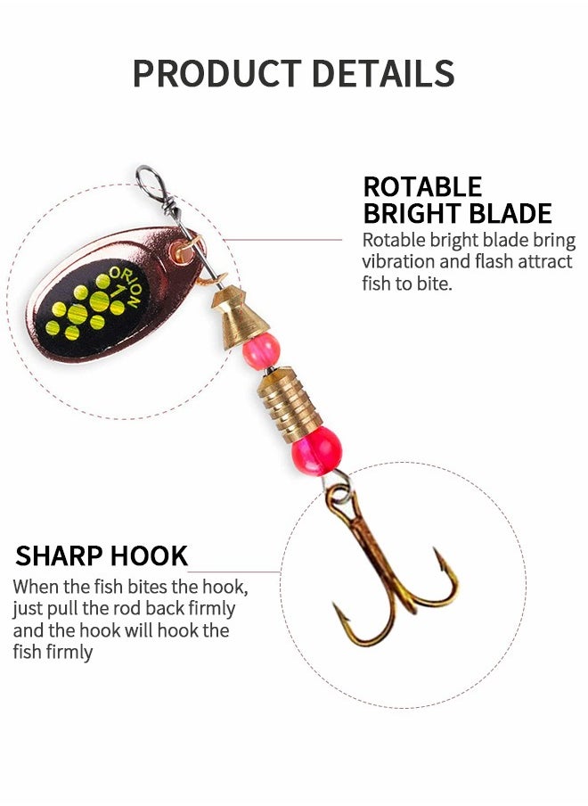 GROIC 10 Pack Spinnerbait, Bass Trout Salmon Hard Metal Spinner Bait Kit, Spinner Tail Faux Hard Bait with Storage Box, Fishing Fake Bait Set  - Image 4
