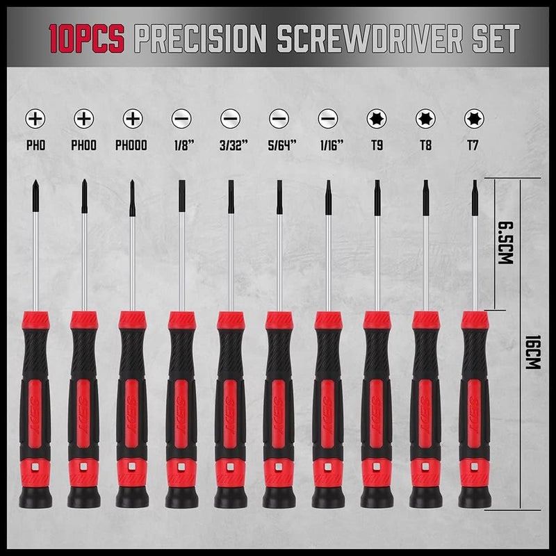 SEDY 11-Piece Precision Screwdriver Set - Magnetic Mini Screwdrivers for Eyeglasses, Watches, Computers, Laptops, Phones - Phillips, Slotted, Torx, Non-Slip Handle, Portable Storage Bag Included - Image 2