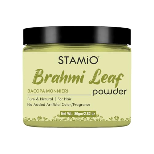 STAMIO Brahmi Powder 80 gm for Hair Pack, Scalp Care, Cleanser, Mask | Sun Dried Bacopa monnieri Leaves/Leaf | Suitable For All Hair-Types Men & Women | In Jar 2.82 oz - Image 1