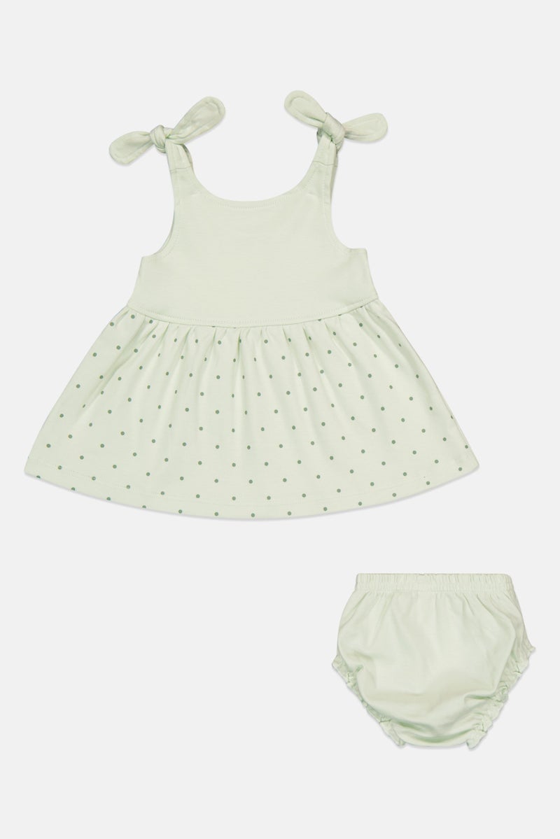 POPEES Toddlers Girl 2 Pcs Graphic Print Dress And Panty Set, Mint - Image 3