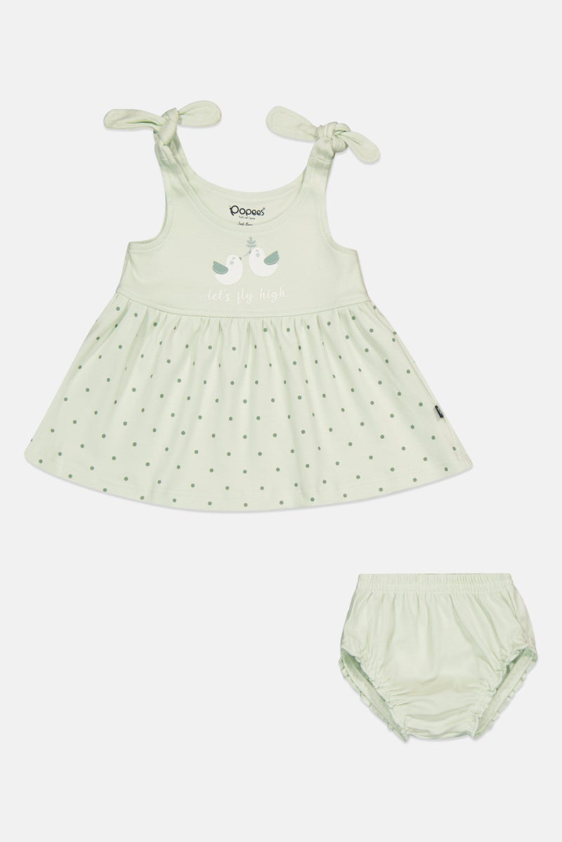 POPEES Toddlers Girl 2 Pcs Graphic Print Dress And Panty Set, Mint - Image 2