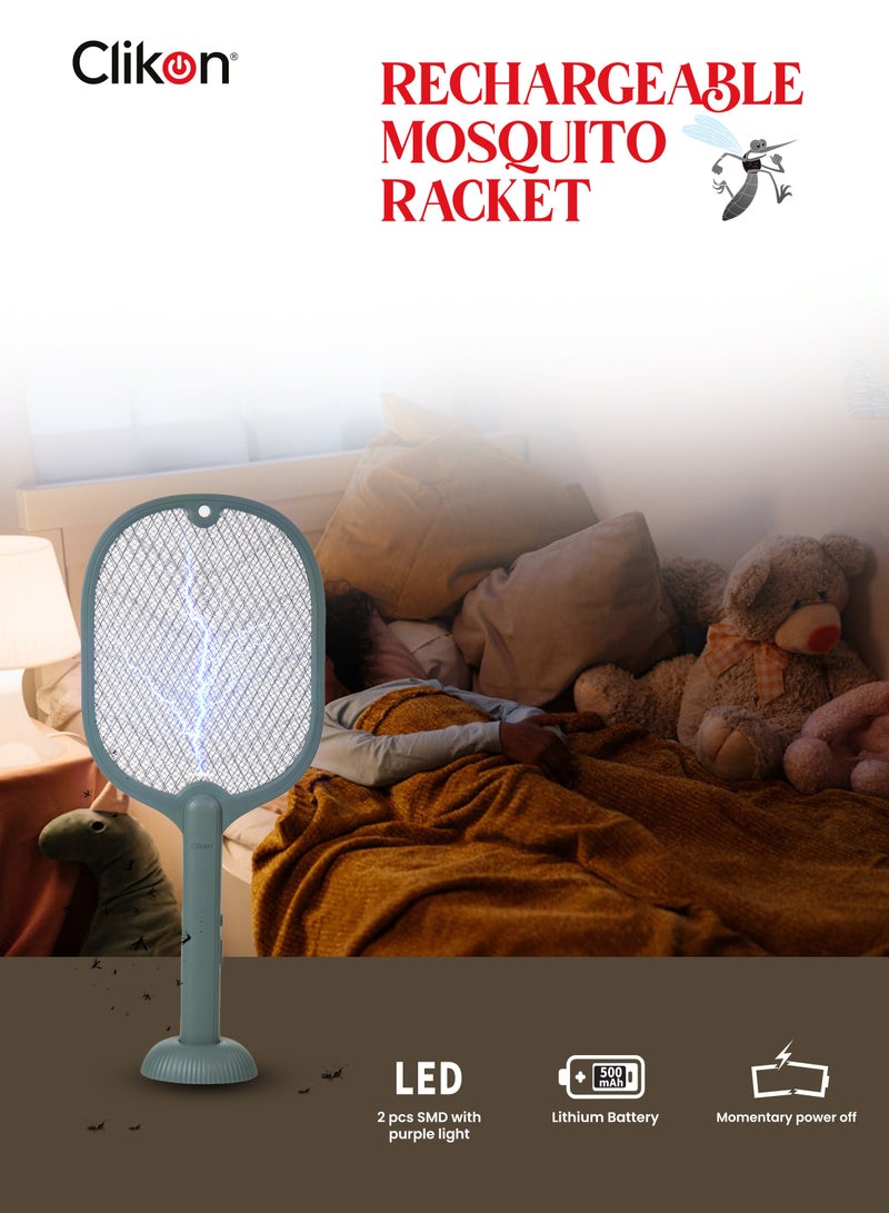 Clikon clikon Rechargeable Mosquito Swatter with Hi-Power LED Light - USB Power, Green Color with LED Light for Mosquitos Flies Pest Control for Indoor and Outdoor Use  - Image 1