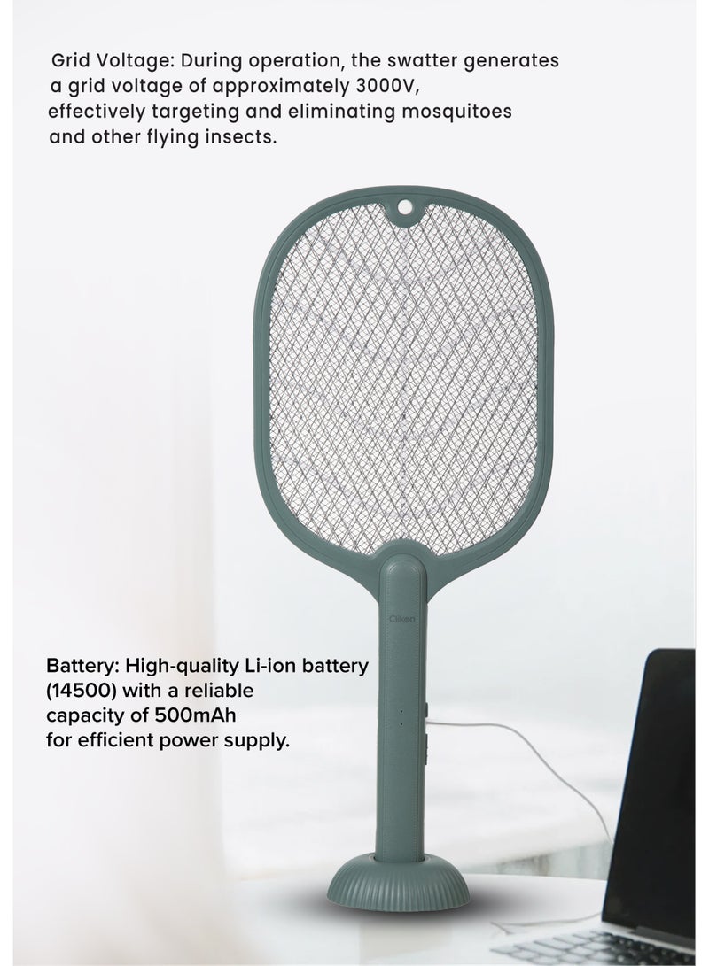 Clikon clikon Rechargeable Mosquito Swatter with Hi-Power LED Light - USB Power, Green Color with LED Light for Mosquitos Flies Pest Control for Indoor and Outdoor Use  - Image 3