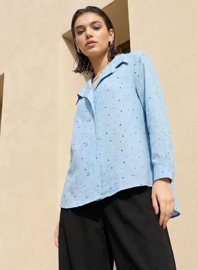 سبلاش فيڤ Shirt with Polka Dot Print