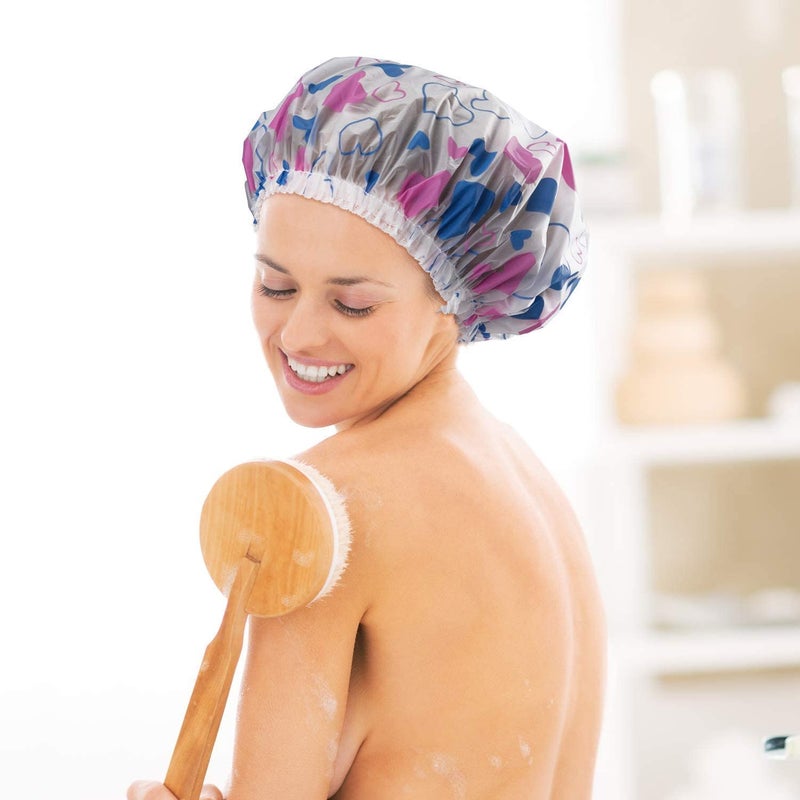 Boulevar Women Plastic Hats Reusable Bath Shower Caps Hair Double Waterproof Bathing Cap Multicolor (Free_Size) (Pack of 6) - Image 3