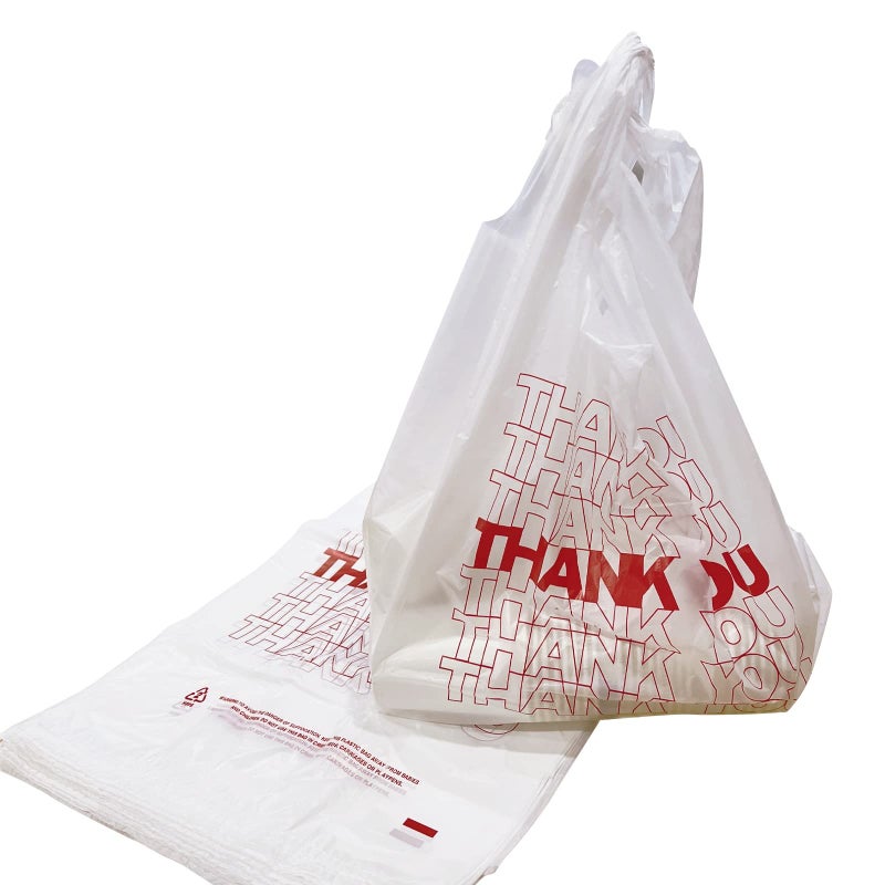TashiBox Shopping Thank Reusable and Disposable Grocery Bags Measures 115 X 625 X 21 15mic 06 Mil 600 Count
