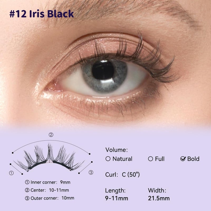 WOSADOÃ—BearisBug Soft Magnetic Eyelashes Kit with Applicator, [No.12 Iris Black] 21.5mm Reusable Glue-free Magnetic Lashes, Cruelty-free False Lashes, Waterproof, Lightweight, Suit for Heavy Makeup - Image 5