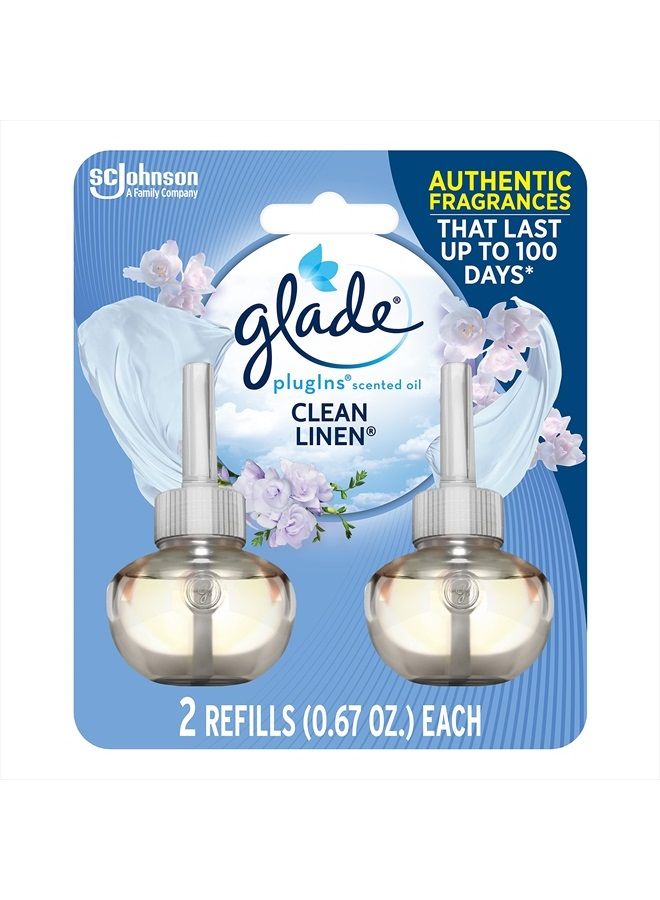 Glade PlugIns Refills Air Freshener, Scented and Essential Oils for Home and Bathroom, Clean Linen, 1.34 Fl Oz, 2 Count - Image 1