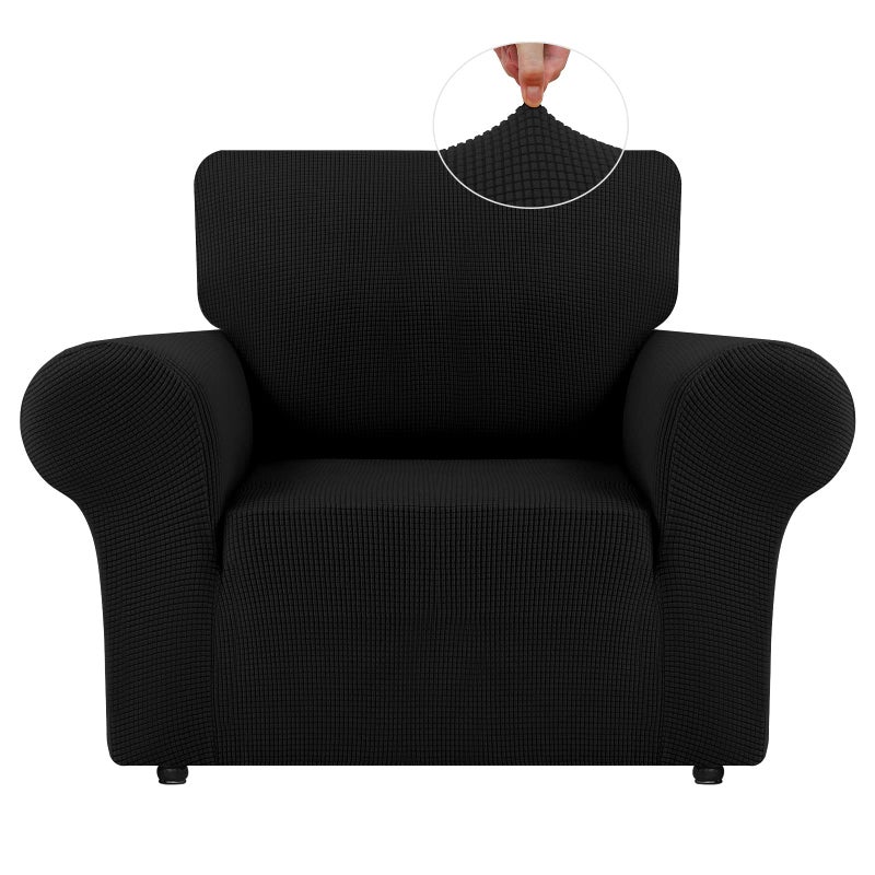 LURKA Stretch Oversized Sofa Slipcovers 1 Piece Couch Covers for 3 Cushion Couch Sofa Furniture Protector Full Sofa Covers with Elastic Bottom for Kids and Pet XLarge Black