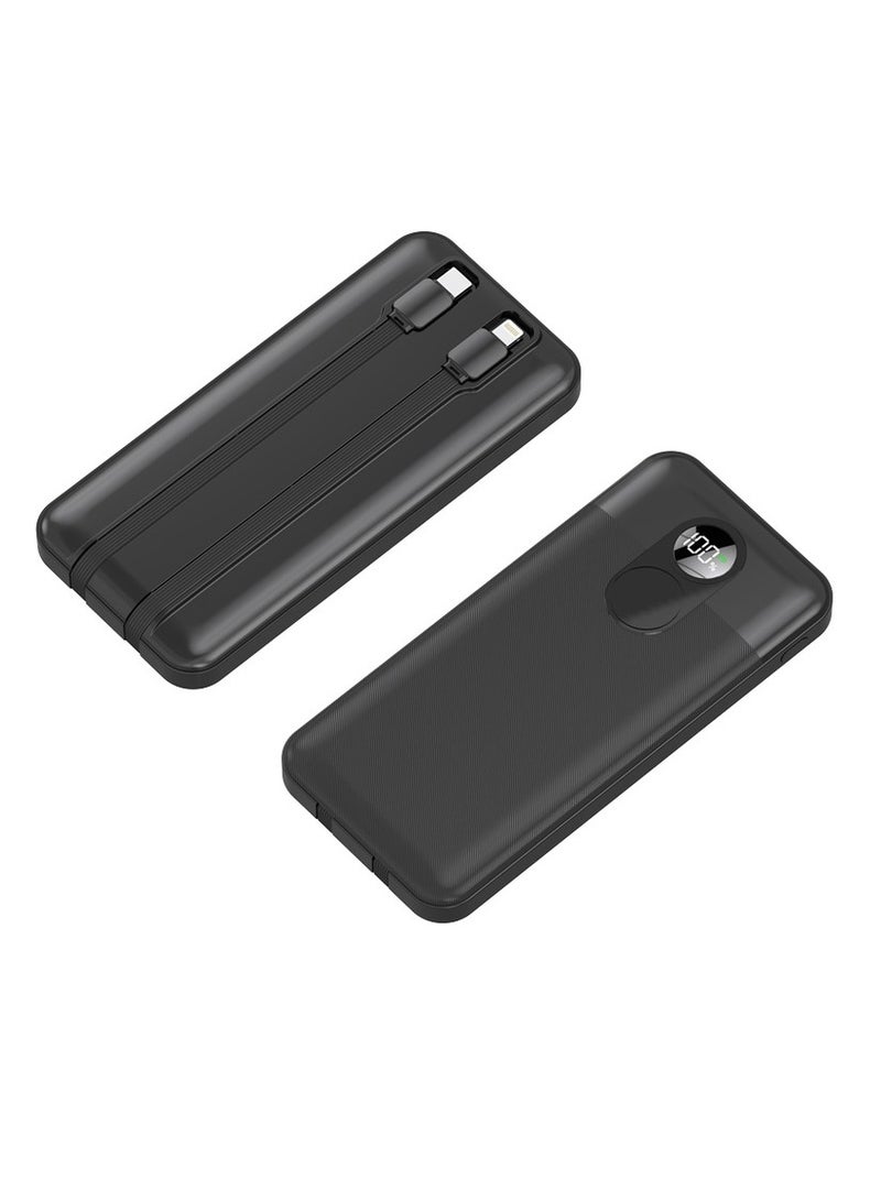 بورودو بنك طاقة 10000 مللي أمبير في الساعة بشاشة رقمية مع كابل Type-C وLightning / توصيل طاقة 22.5 وات / شحن متزامن - أسود - Image 2