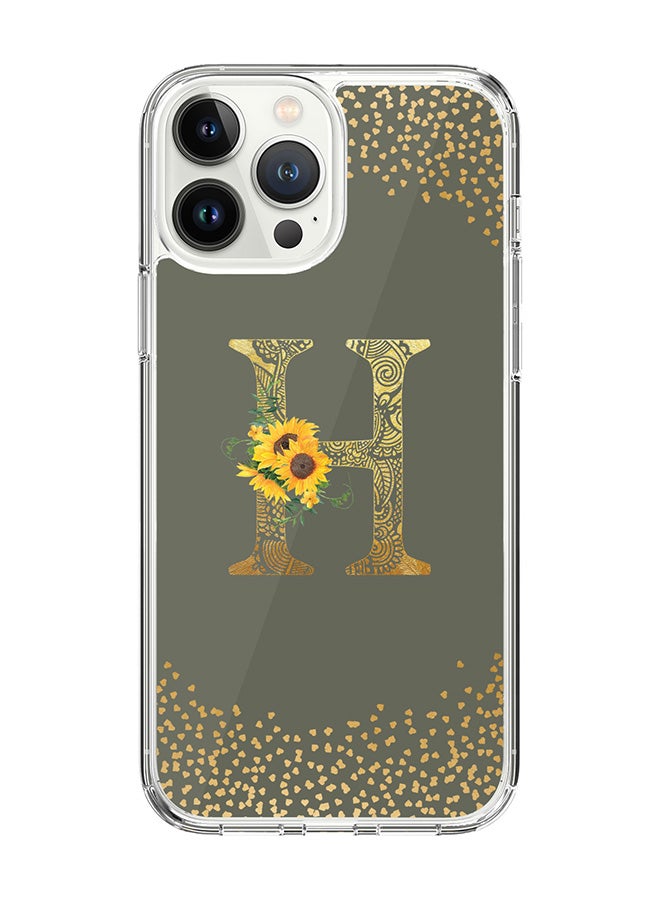 Stylizedd Classic Clear Case For iPhone 15 Pro Max, Hybrid Soft Case Cover- Custom Monogram Initial Letter Mandala Floral Pattern Alphabet - H ( Olive Green) - Image 1