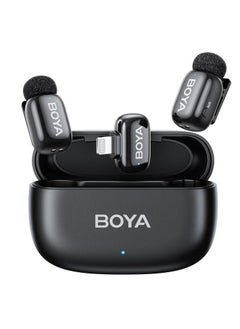 Boya Mini-15 Wireless Microphone for iPhone with MFi Certified Ligntning Interface,Noise Cancellation, 30H Battery Life with Charging Case,Voice Changer Microphone,iPhone Microphone for Video Recording