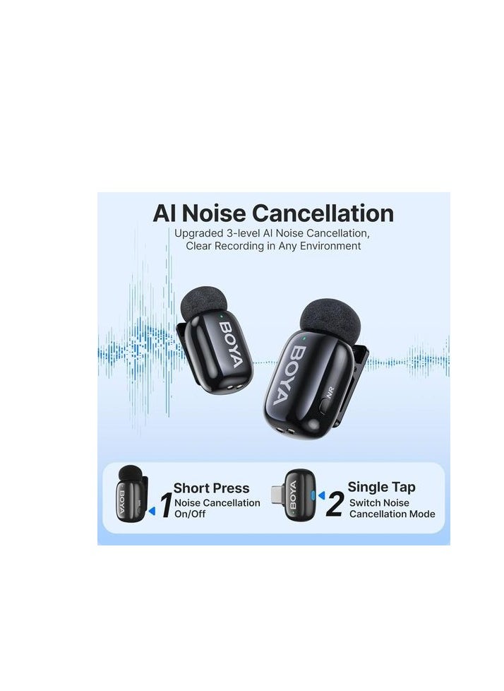 BOYA - Boya Mini-15 Wireless Microphone for iPhone with MFi Certified Ligntning Interface,Noise Cancellation, 30H Battery Life with Charging Case,Voice Changer Microphone,iPhone Microphone for Video Recording - Image 1