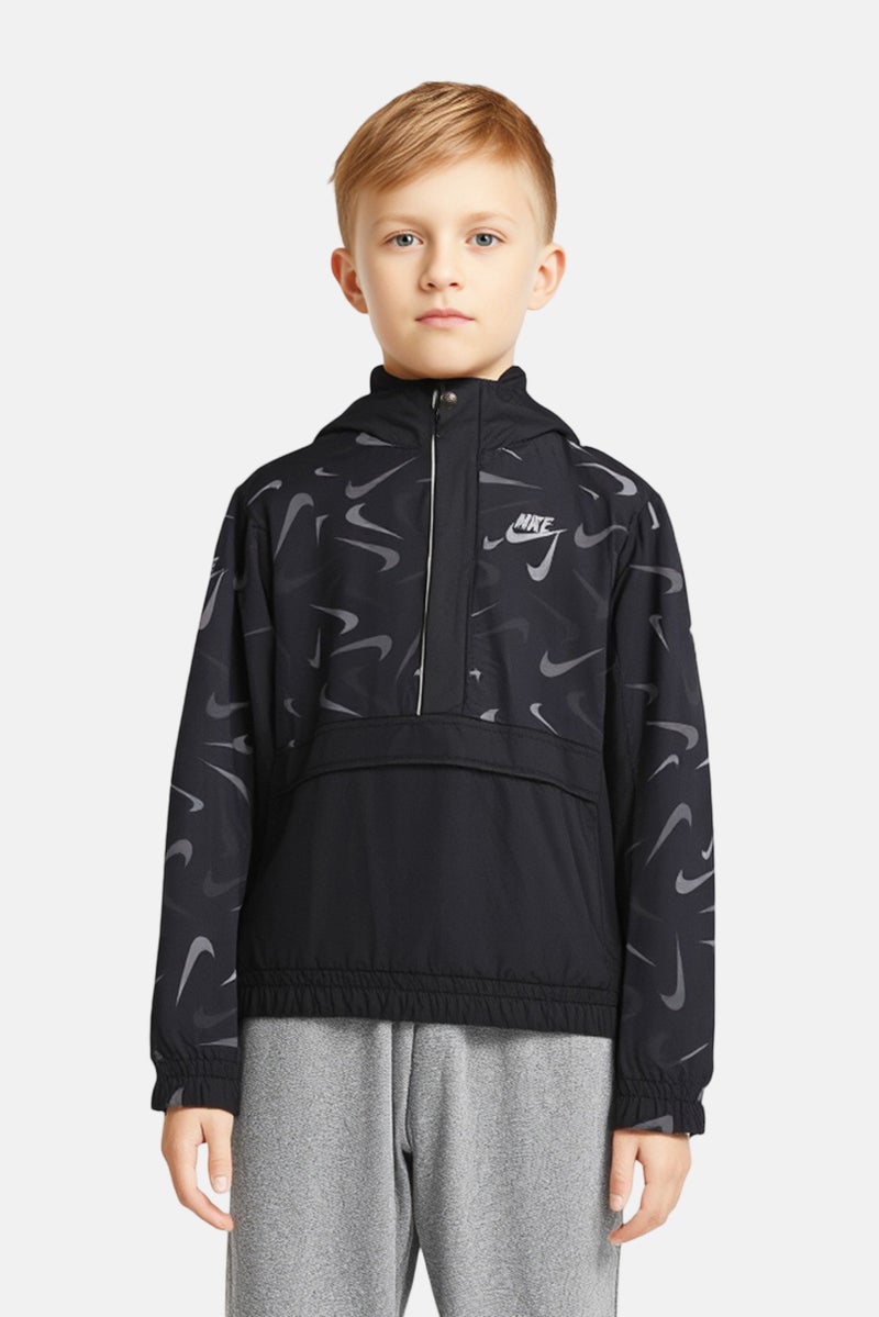 Nike Kids Boy Sportswear Fit Long Sleev Outdoor Jacket, Black - Image 1