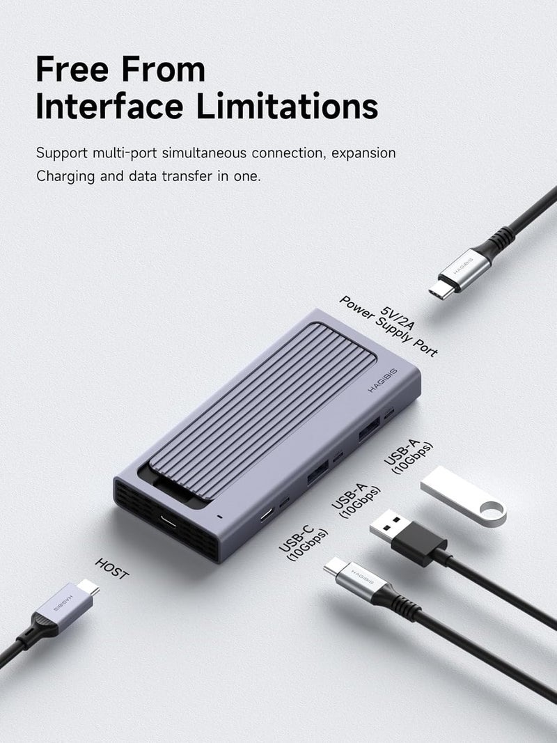INICIO 2 in 1 USB C Hub + M.2 NVME SATA SSD Enclosure, Magnetic Easy Disassemble External Hard Drive Case with 10Gbps USB 3.1, USB C for MacBook Pro Air M3 M2 iPhone15 Pro Max Mac mini Laptop PC - Image 2
