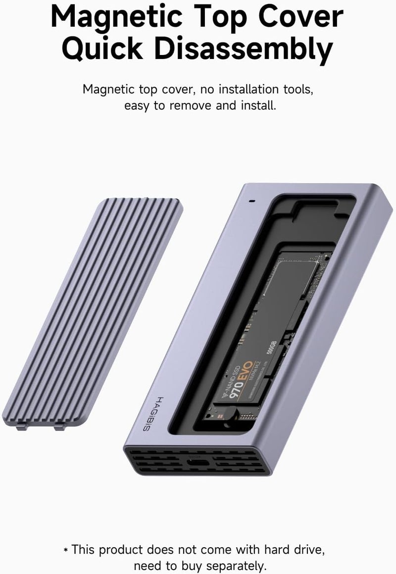 INICIO 2 in 1 USB C Hub + M.2 NVME SATA SSD Enclosure, Magnetic Easy Disassemble External Hard Drive Case with 10Gbps USB 3.1, USB C for MacBook Pro Air M3 M2 iPhone15 Pro Max Mac mini Laptop PC - Image 4